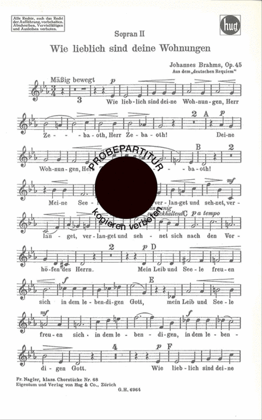 Wie lieblich sind deine Wohnungen Women's Choir scores gallery preview page 1