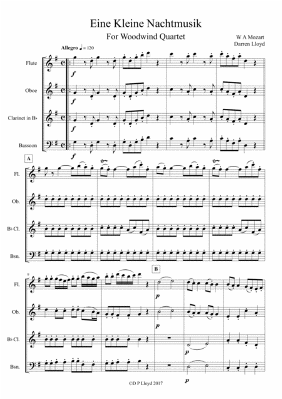 Eine Kleine Nachtmusik for Woodwind Quartet Woodwind Quartet scores gallery preview page 2