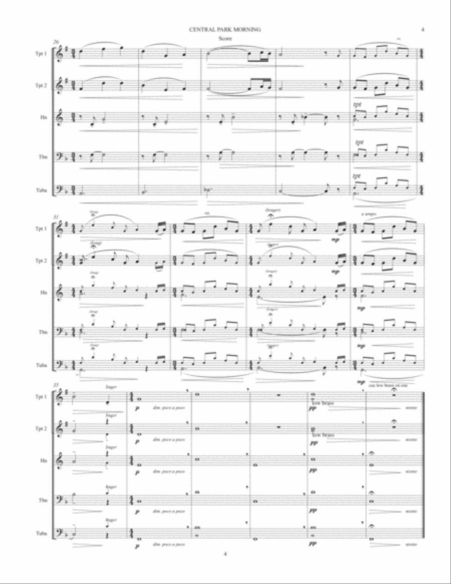 Central Park Morning ( for Brass Quintet ) Brass Quintet scores gallery preview page 4