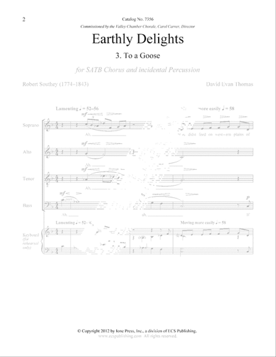Earthly Delights: 3. To a Goose 4-Part scores gallery preview page 3