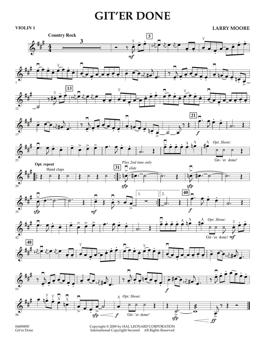 Git'er Done - Violin 1 Git'er Done - Violin 1 Orchestra scores gallery preview page 1