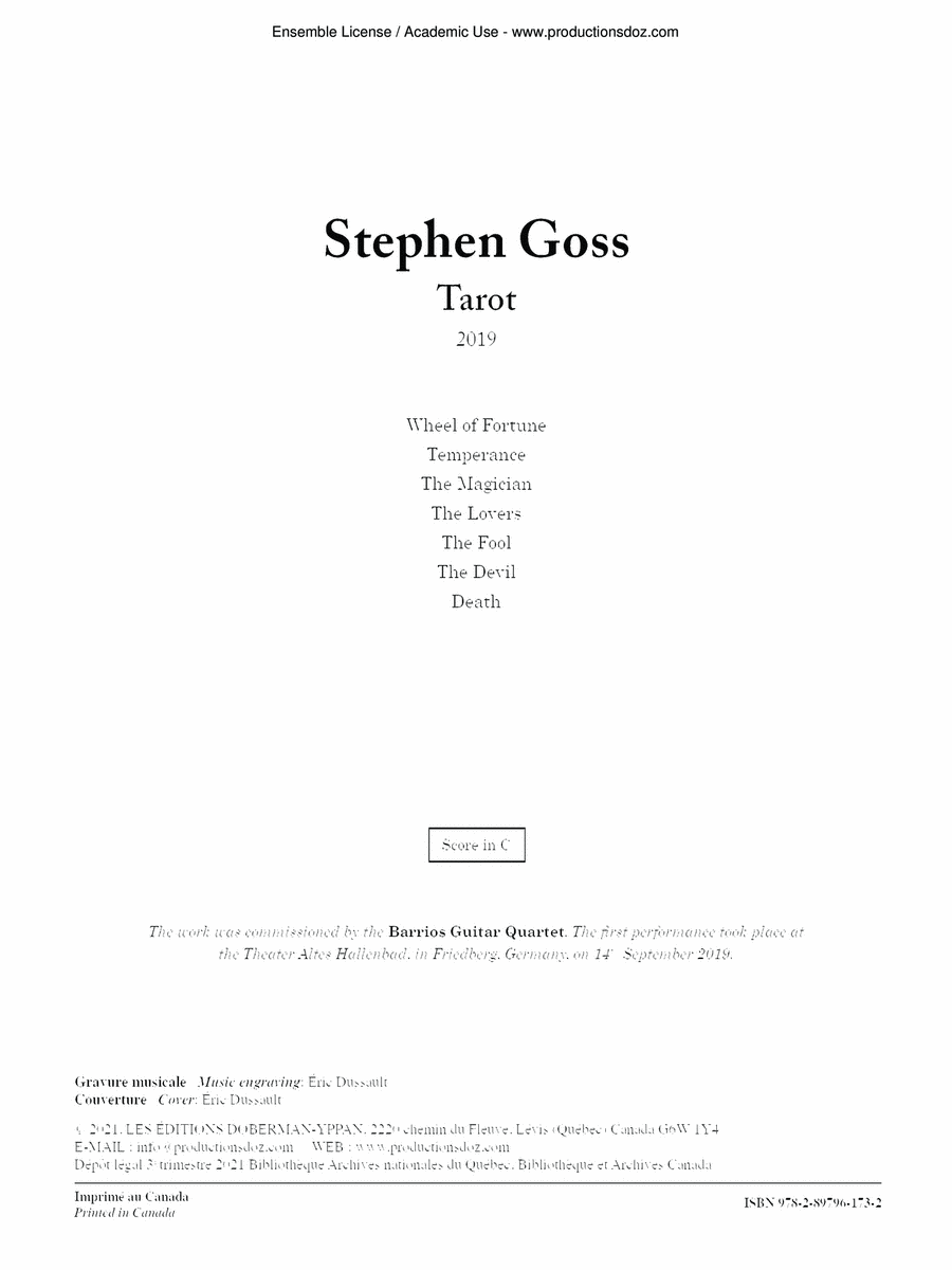 Tarot Guitar Ensemble scores gallery preview page 1