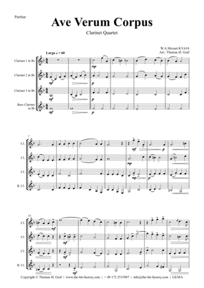 Book cover for Ave Verum Corpus - W.A. Mozart - Clarinet Quartet