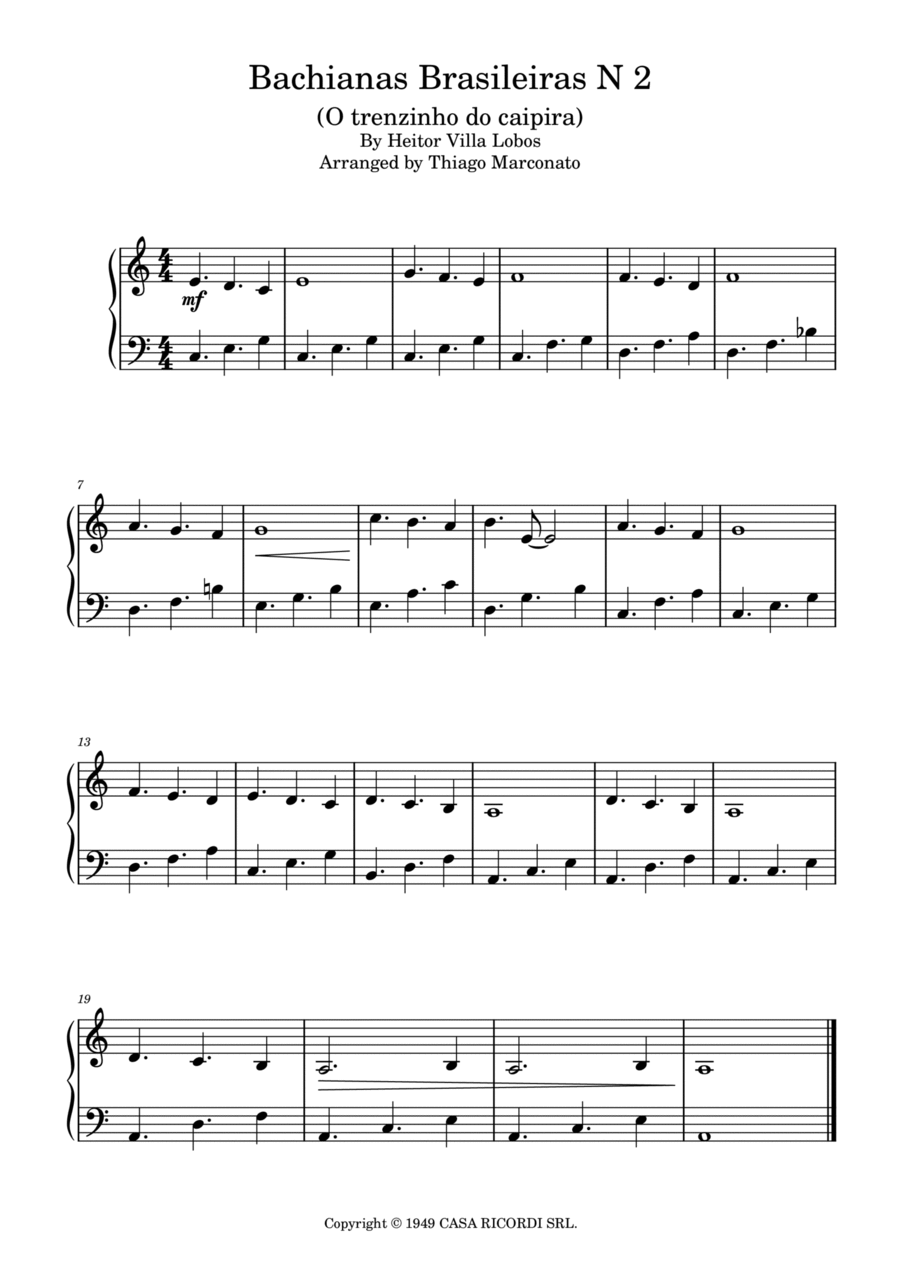 Bachianas Brasileiras N 2 Piano Method scores gallery preview page 1