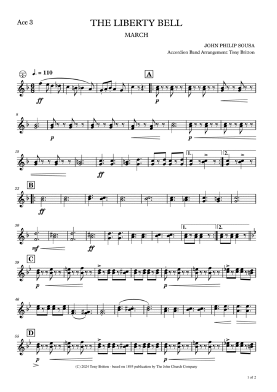 The Liberty Bell - Accordion Band/Orchestra (Parts) Accordion scores gallery preview page 6