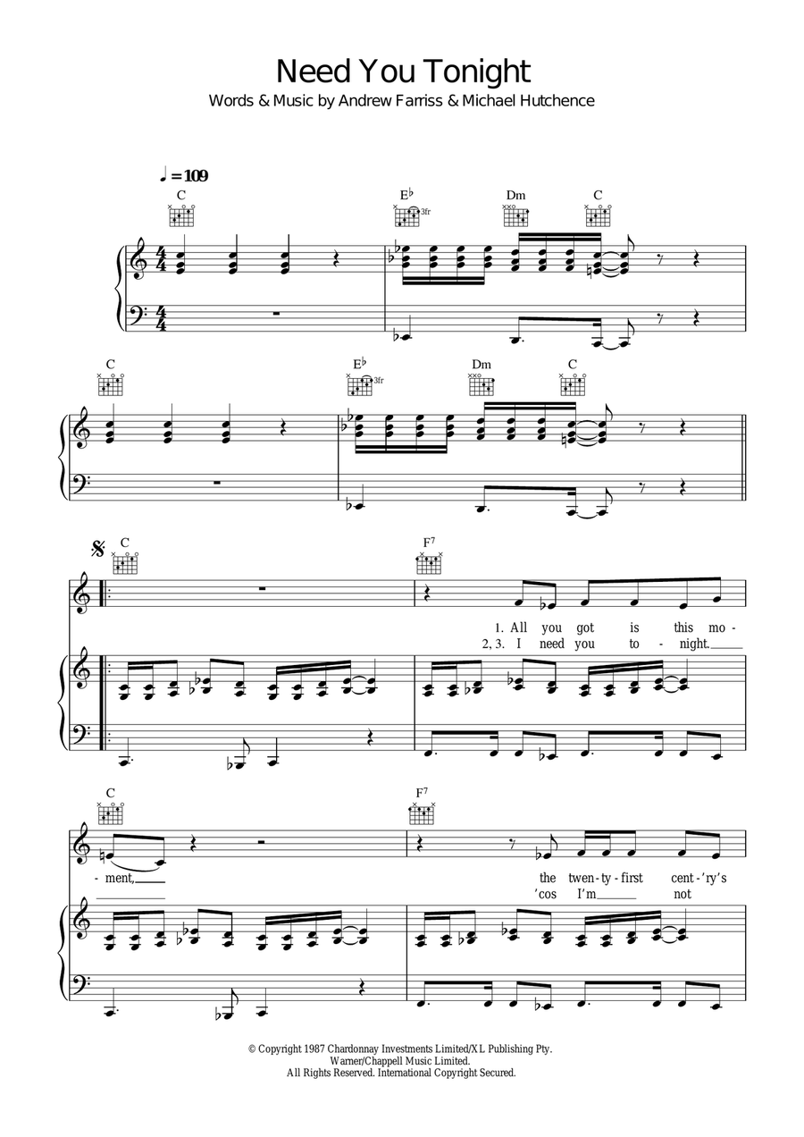 Need You Tonight Need You Tonight Acoustic Guitar scores gallery preview page 1