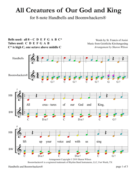 Twelve More Classic Hymns (for 8-note Bells and Boomwhackers with Color Coded Notes) by Sharon Wilson Handbell Choir - Digital Sheet Music