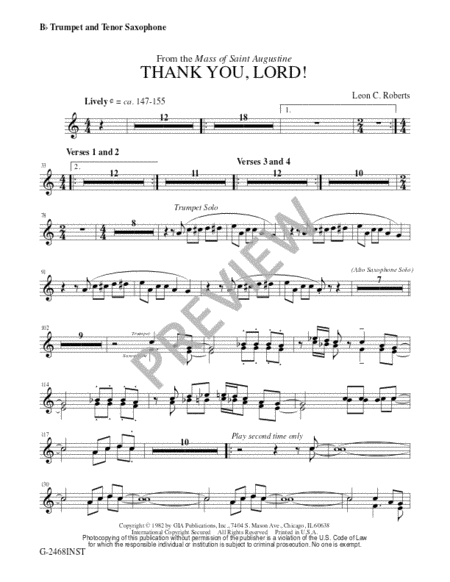 Thank You, Lord - Instrument edition