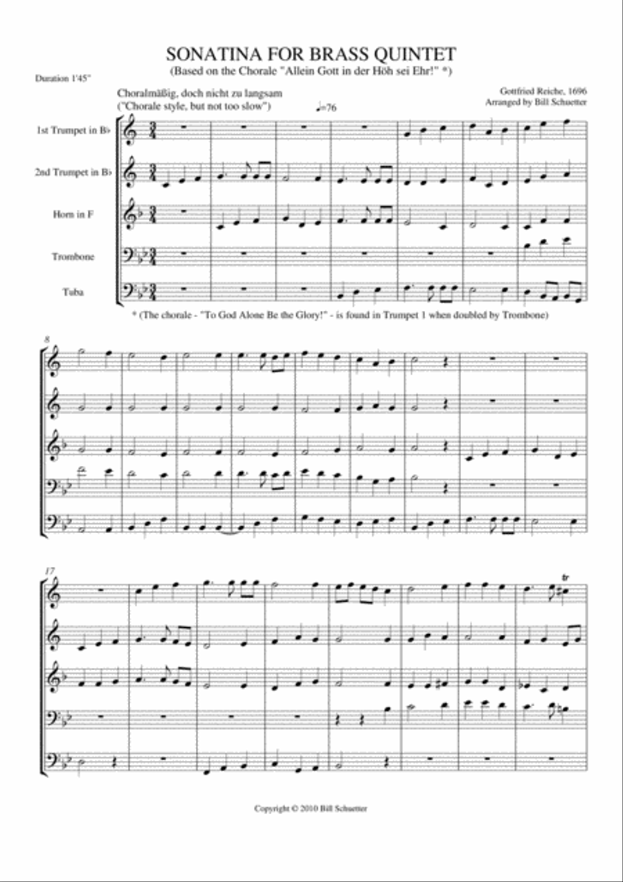 Sonatina I Sonatina I Brass Quintet scores gallery preview page 1