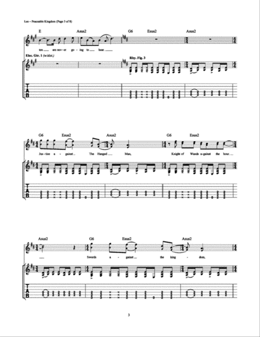 Peaceable Kingdom Peaceable Kingdom Electric Guitar scores gallery preview page 3