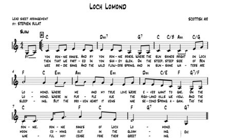 Loch Lomond (Scottish Traditional) - Lead sheet (key of C)
