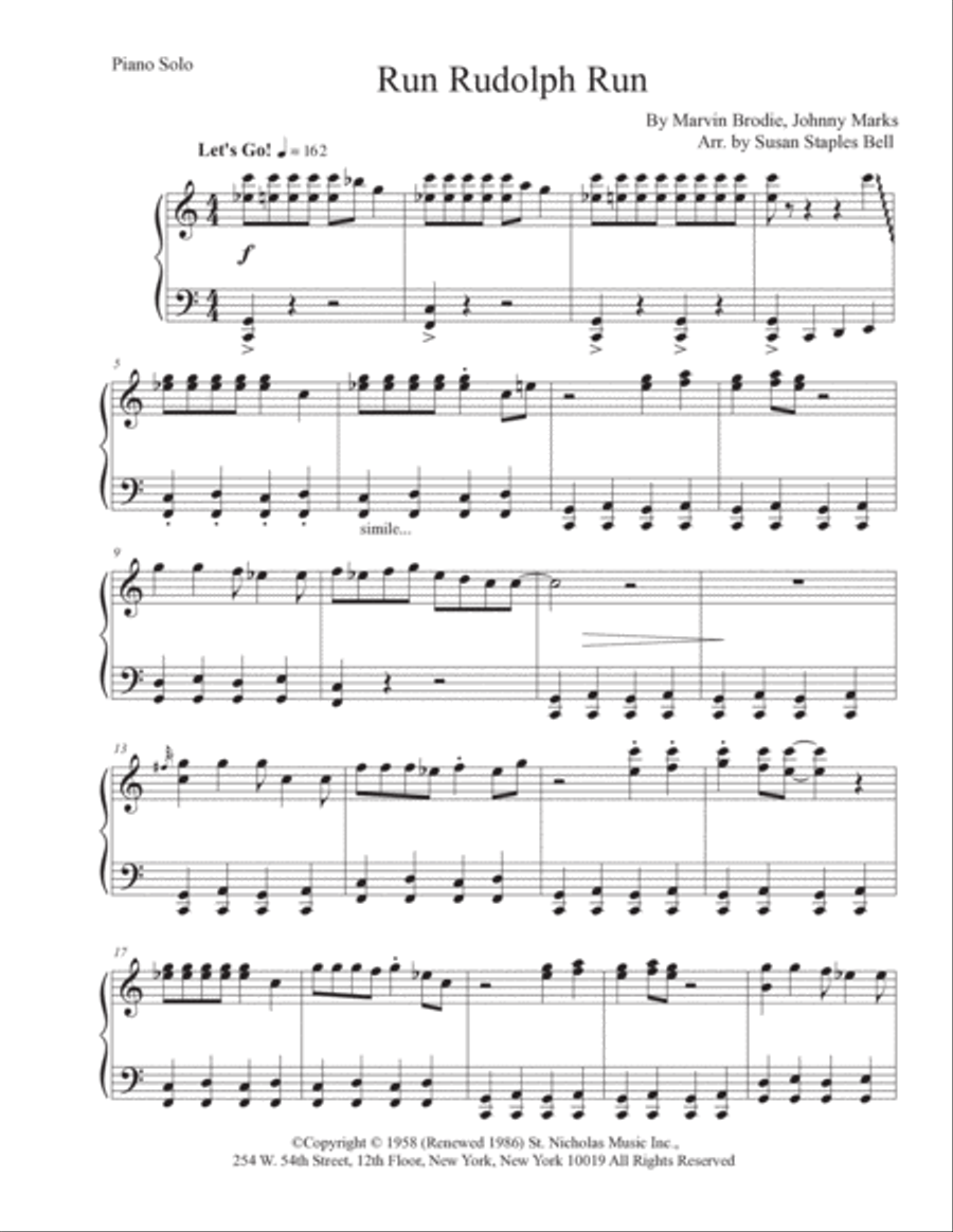Run Rudolph Run Piano Solo scores gallery preview page 2
