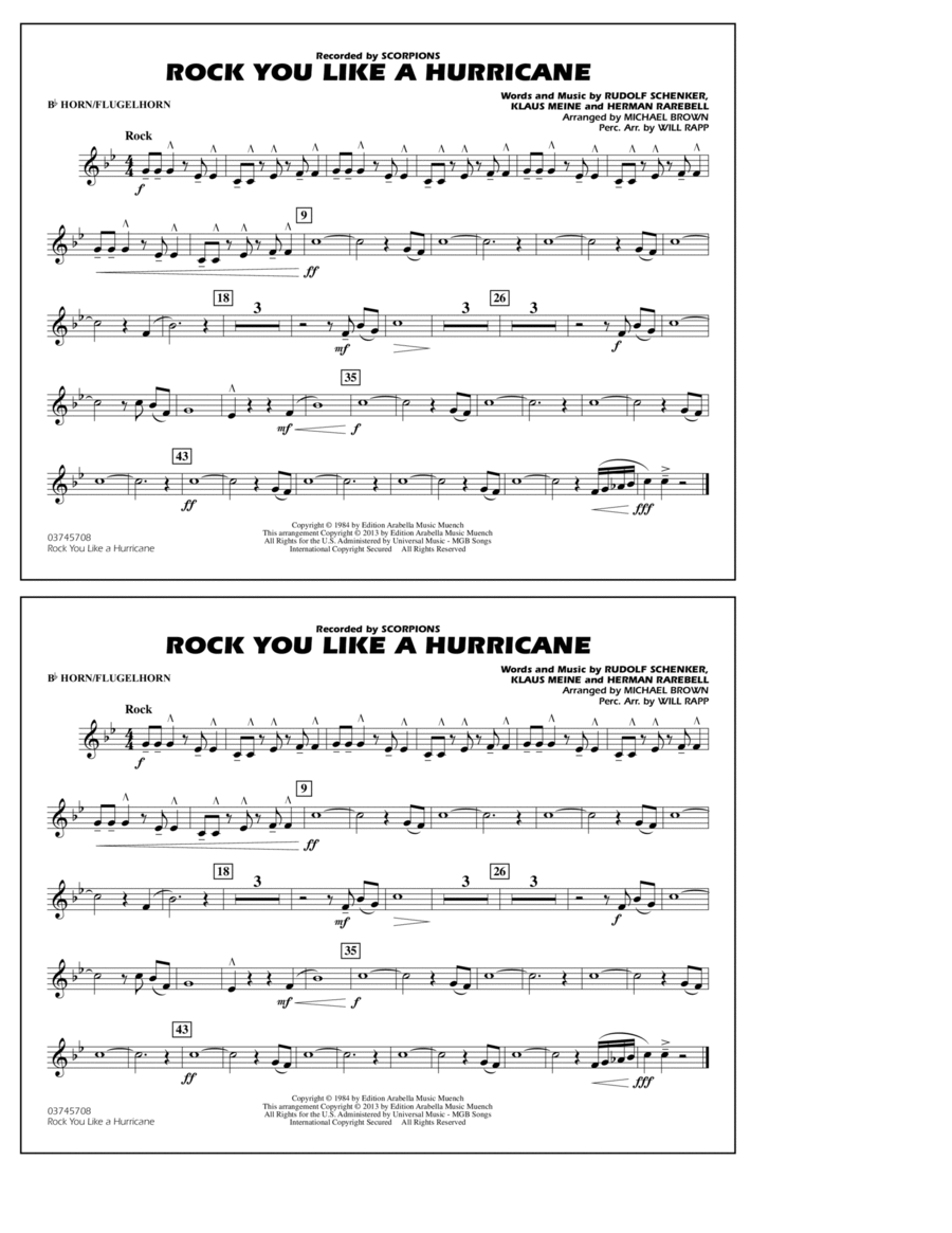 Rock You Like a Hurricane - Bb Horn/Flugelhorn Marching Band scores gallery preview page 1