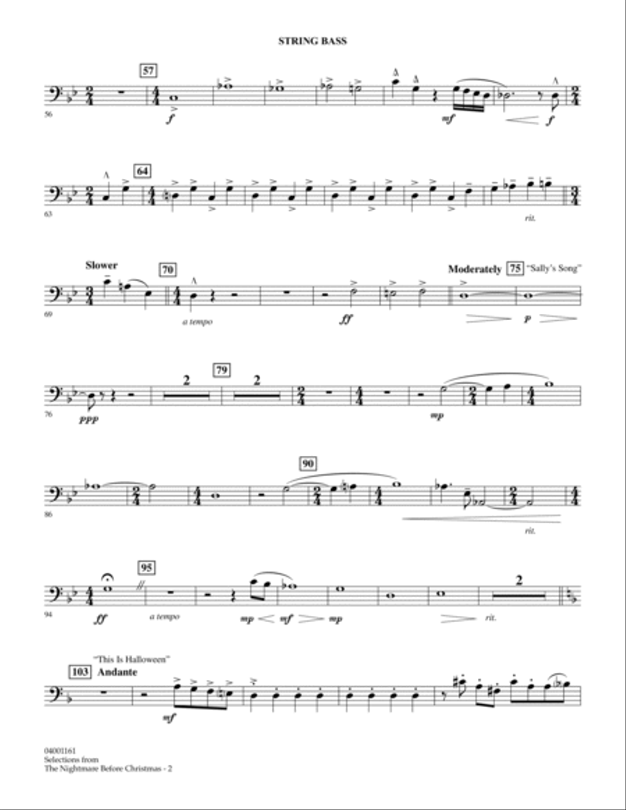 Selections from The Nightmare Before Christmas - String Bass Concert Band scores gallery preview page 2