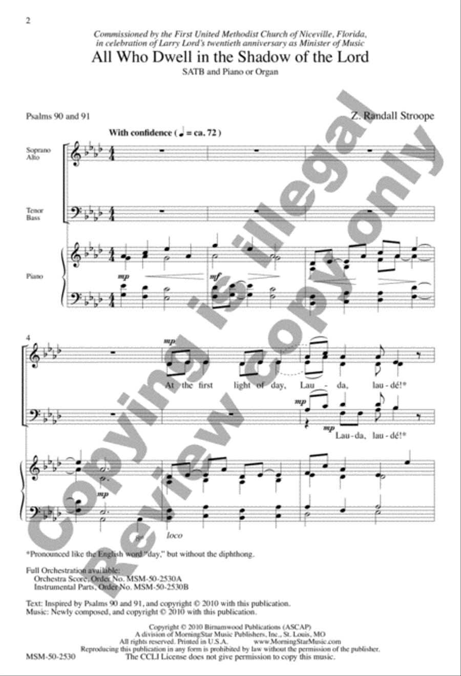 All Who Dwell in the Shadow of the Lord 4-Part scores gallery preview page 2