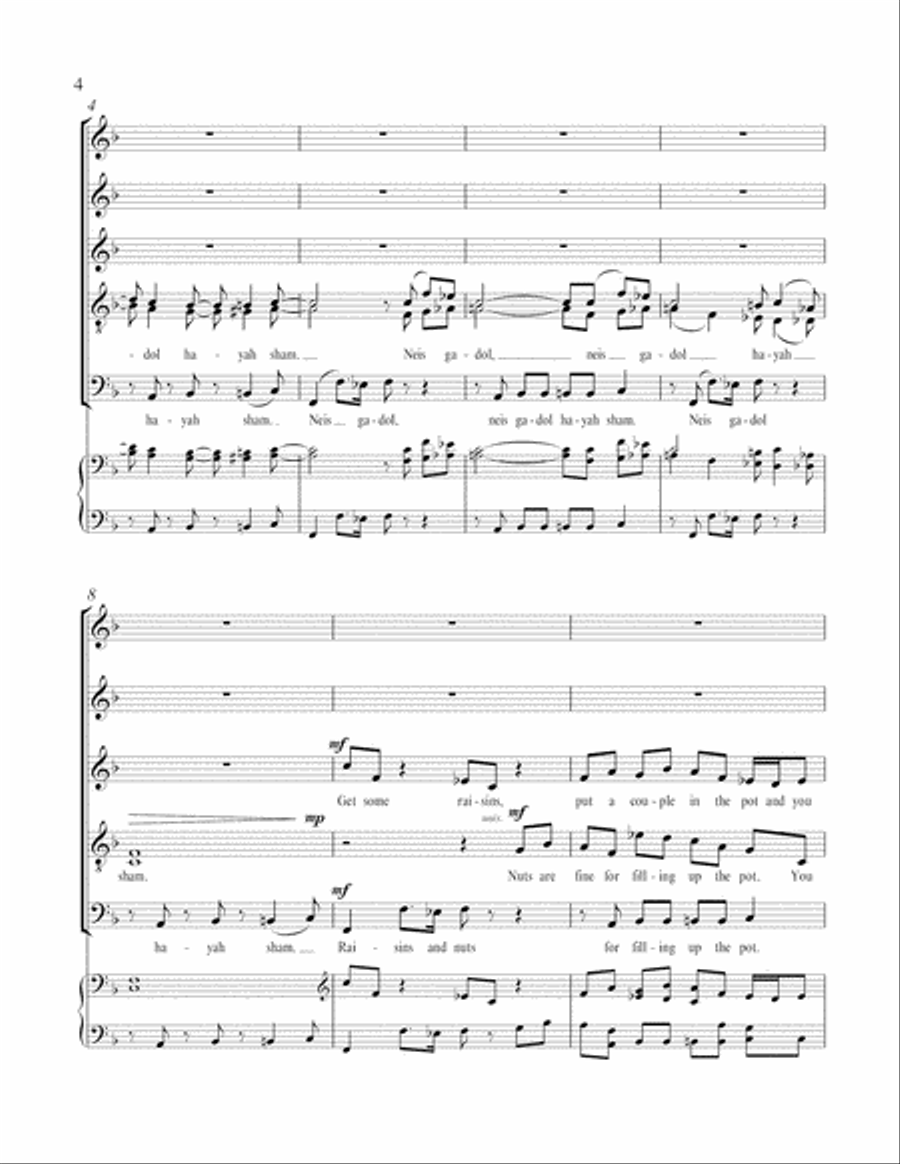 Three Pieces for Chanukah: 3. Funky Dreidl (I Had a Little Dreidl) A Cappella scores gallery preview page 4