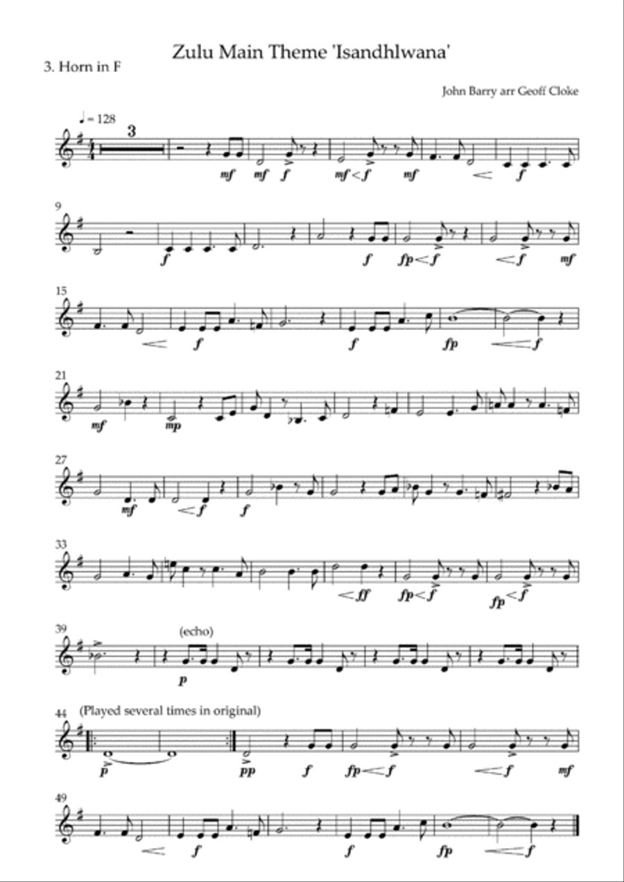 Zulu Theme, Isandhlwana Brass Ensemble scores gallery preview page 4