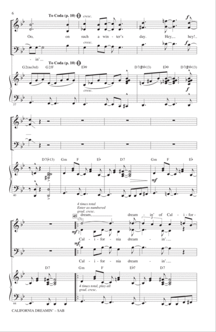 California Dreamin' California Dreamin' 3-Part scores gallery preview page 5