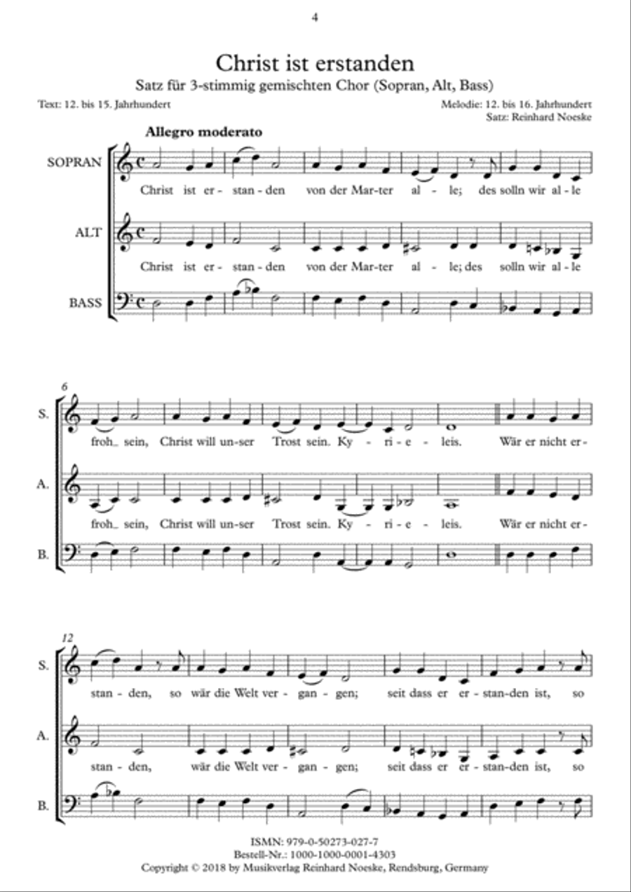 10 Sätze evangelischer Kirchenlieder für 3-stimmig gemischten Chor (Sopran, Alt, Bass), Band 1 3-Part scores gallery preview page 6
