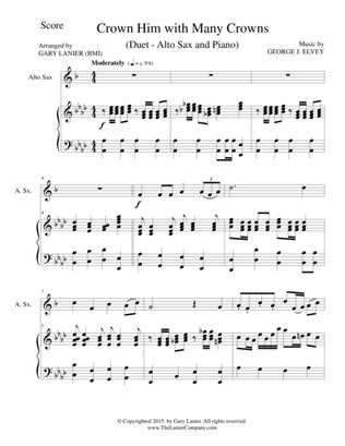 CROWN HIM WITH MANY CROWNS (Duet – Alto Sax and Piano/Score and Parts)