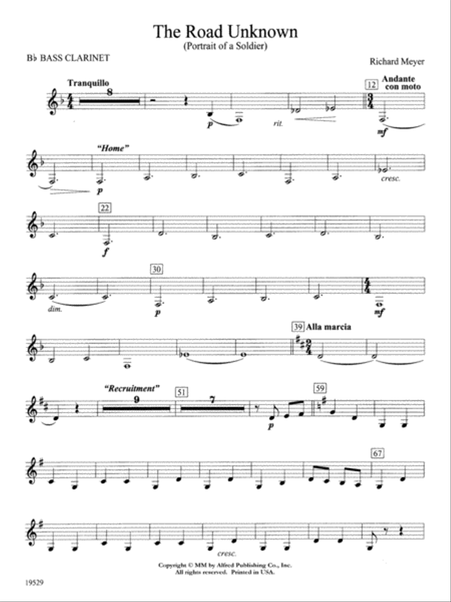 The Road Unknown: B-flat Bass Clarinet Concert Band scores gallery preview page 1