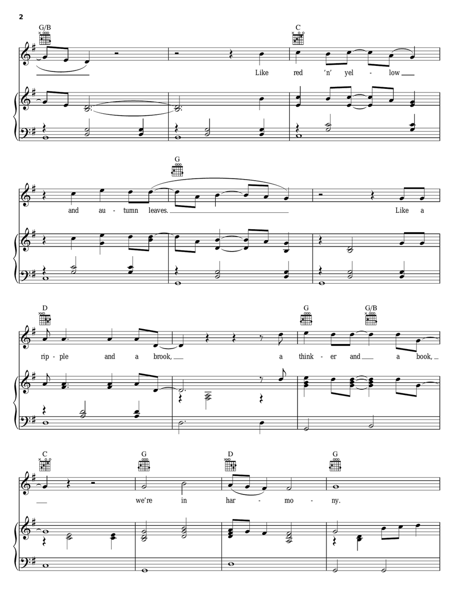 We're In Harmony Piano, Vocal, Guitar scores gallery preview page 2