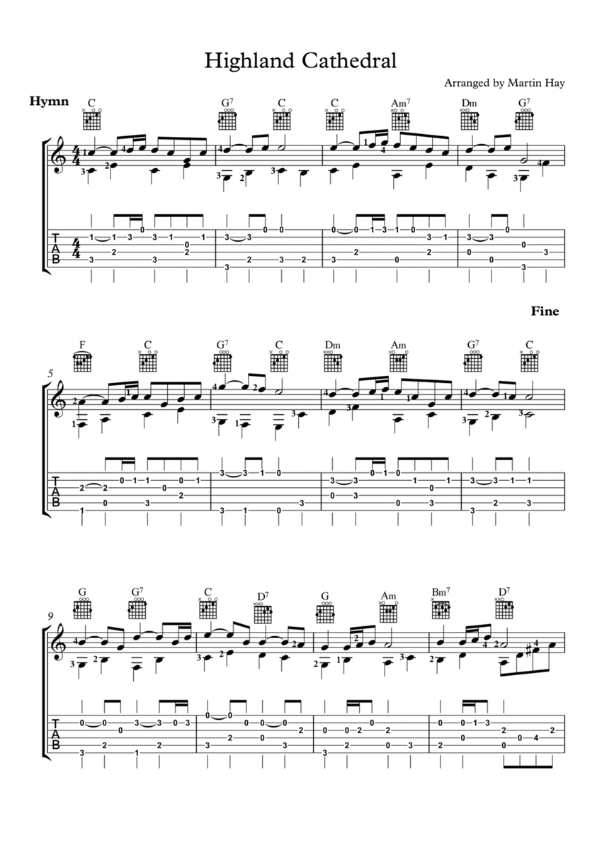 Highland Cathedral For Guitar TAB image number null
