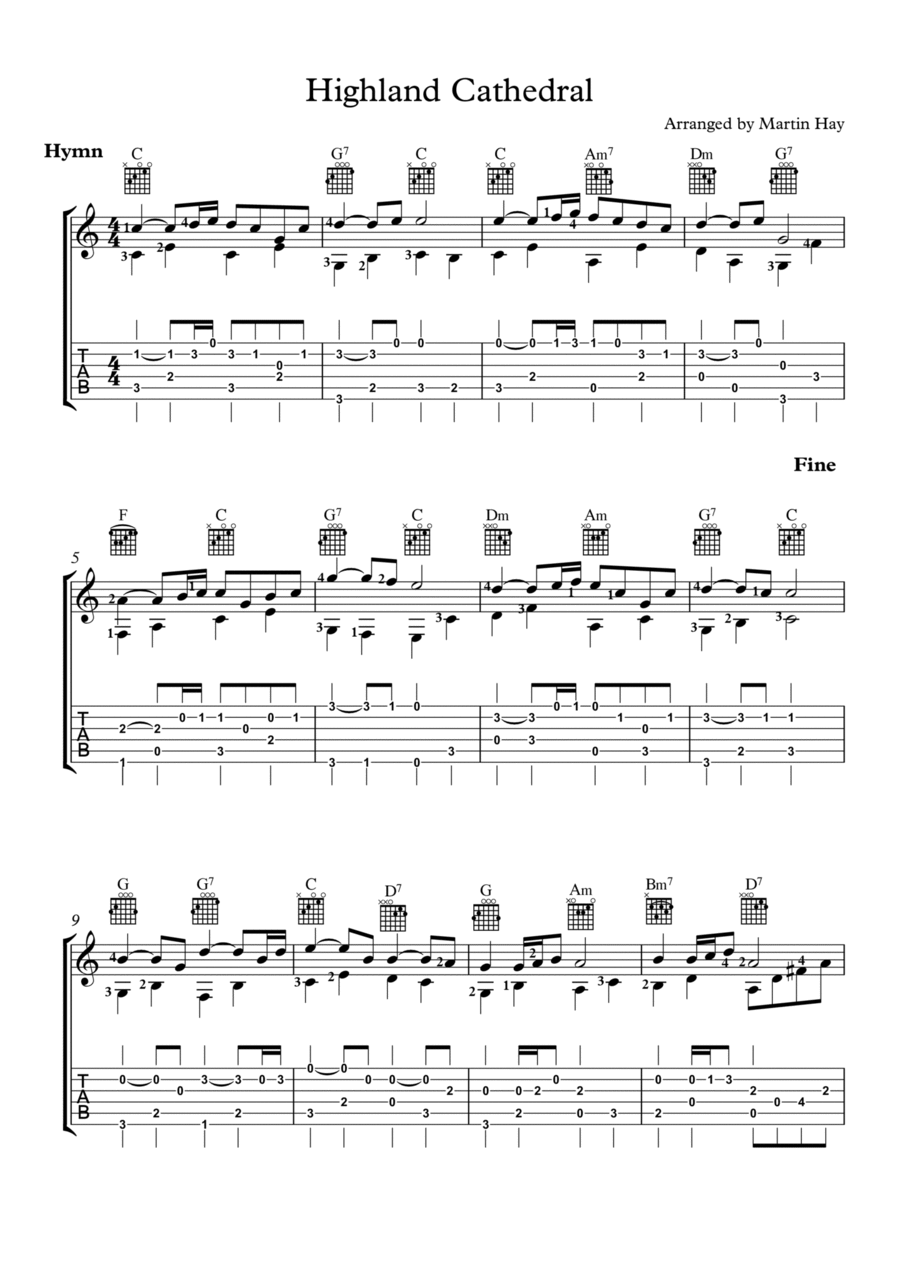 Highland Cathedral For Guitar TAB Acoustic Guitar scores gallery preview page 1