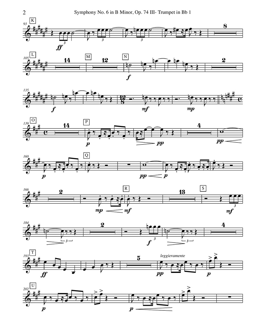 ‪Tchaikovsky‬ Symphony No. 6, Movement III - Trumpet in Bb 1 (Transposed Part), Op. 74 B-Flat Trumpet scores gallery preview page 2