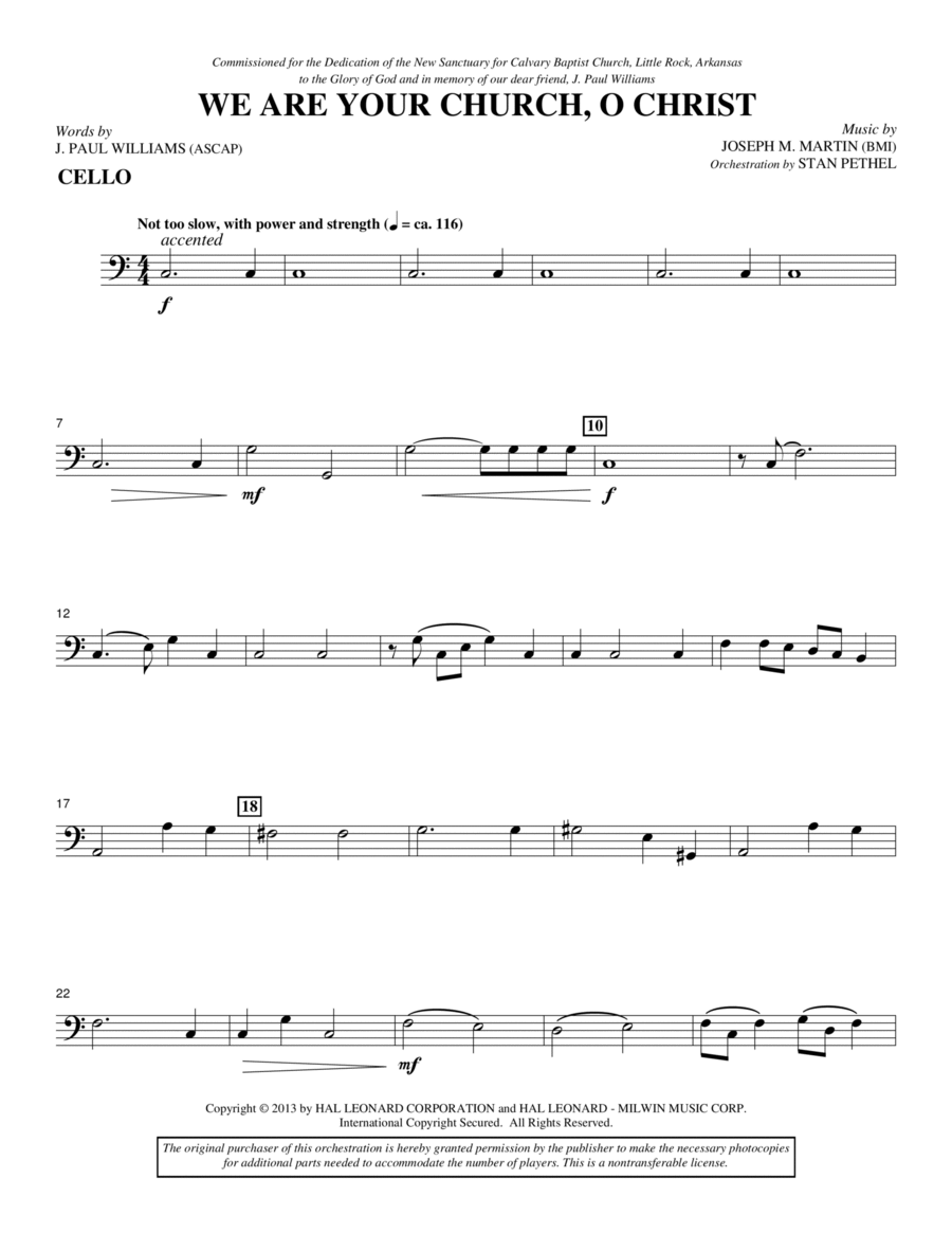 We Are Your Church, O Christ - Cello Choir scores gallery preview page 1