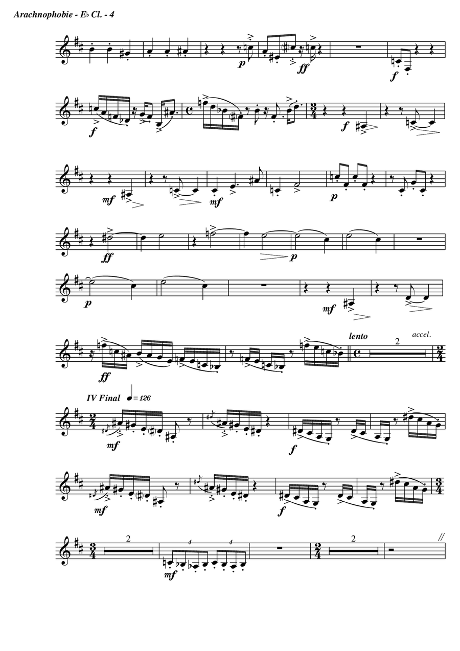 Arachnophobia, for clarinet quartet - set of parts Clarinet Quartet scores gallery preview page 4