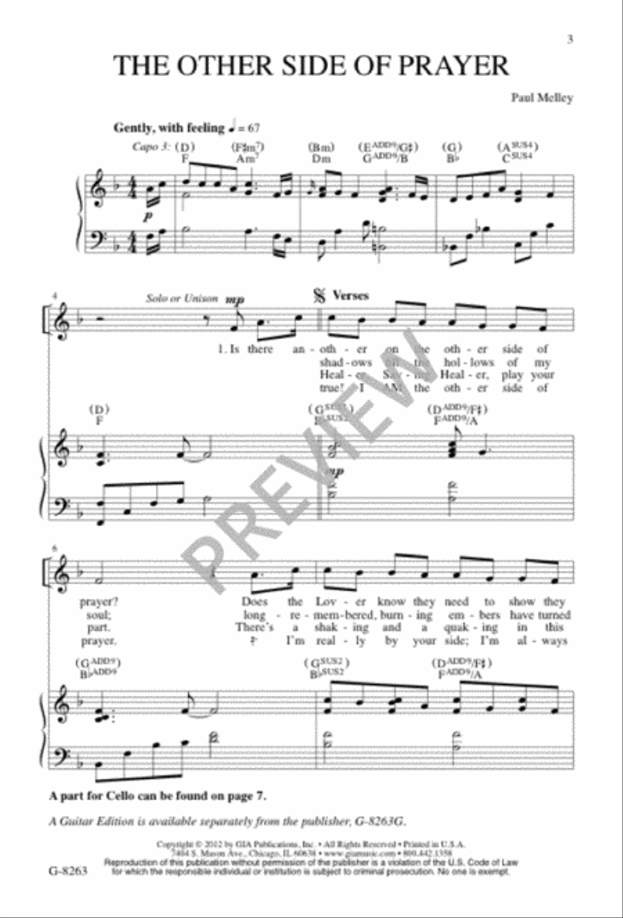 The Other Side of Prayer Unison Choir scores gallery preview page 2