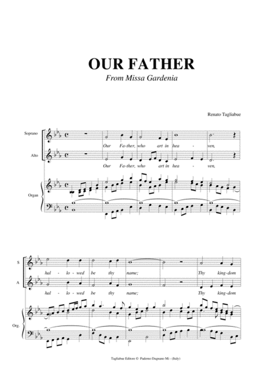 OUR FATHER - Tagliabue - From Missa Gardenia - For Soprano, Alto and Organ image number null