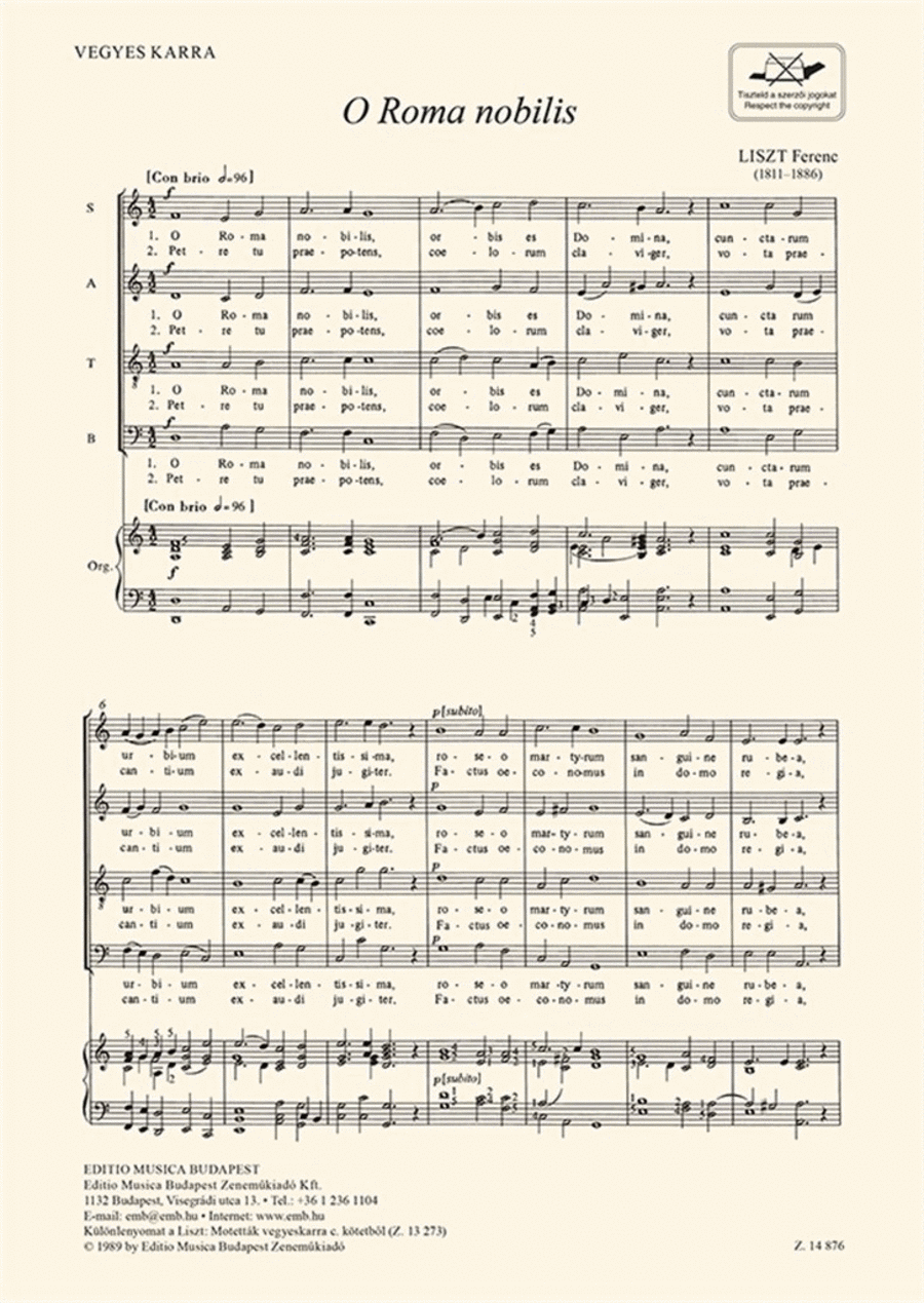 O Roma Nobilis 4-Part scores gallery preview page 1