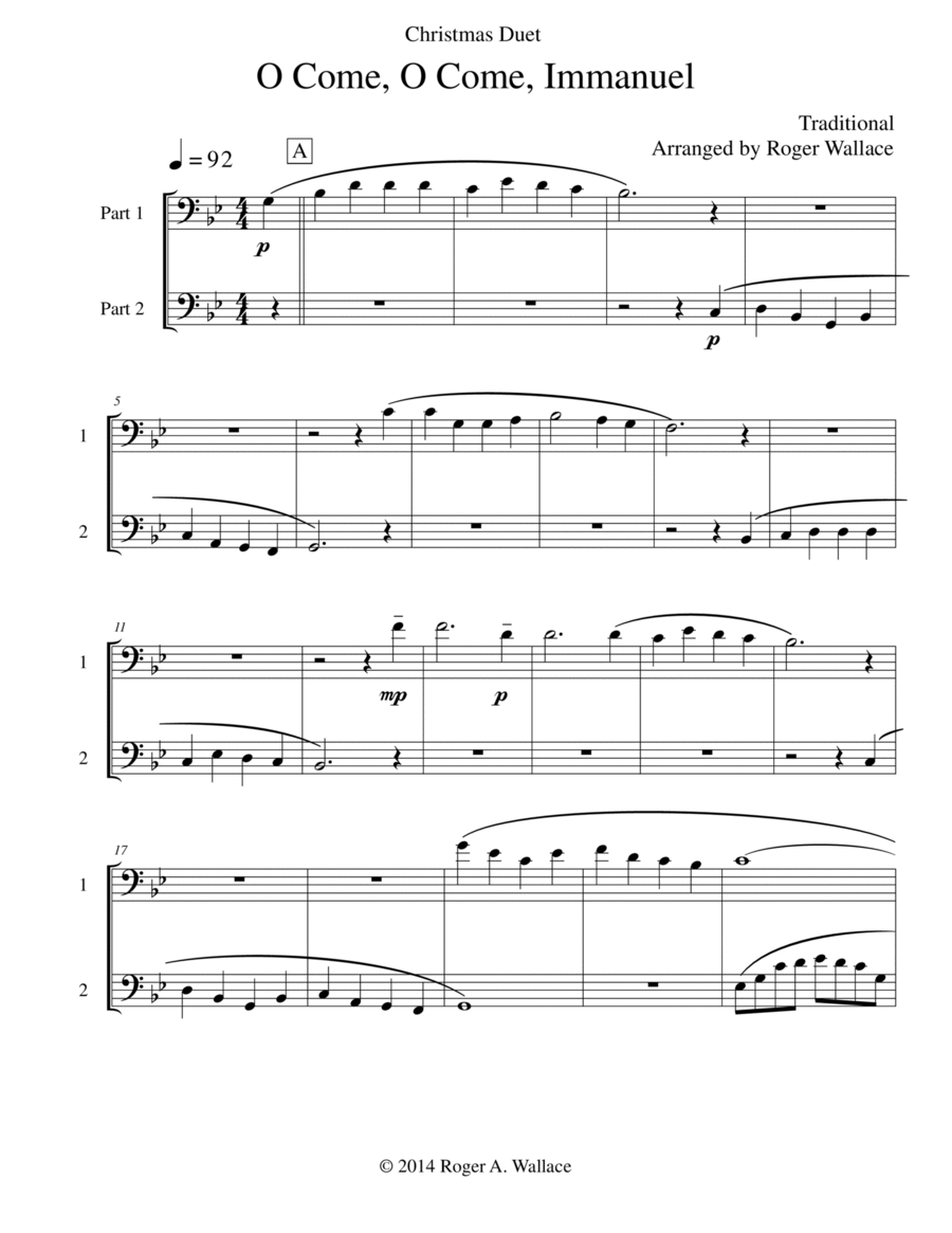 O Come, O Come, Immanuel (Emmanuel) Trombone Duet scores gallery preview page 1