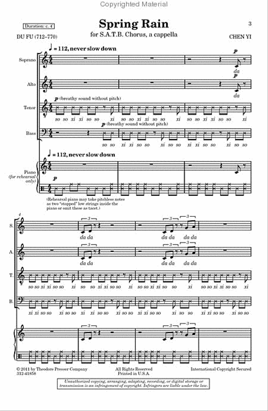 Spring Rain 4-Part scores gallery preview page 2