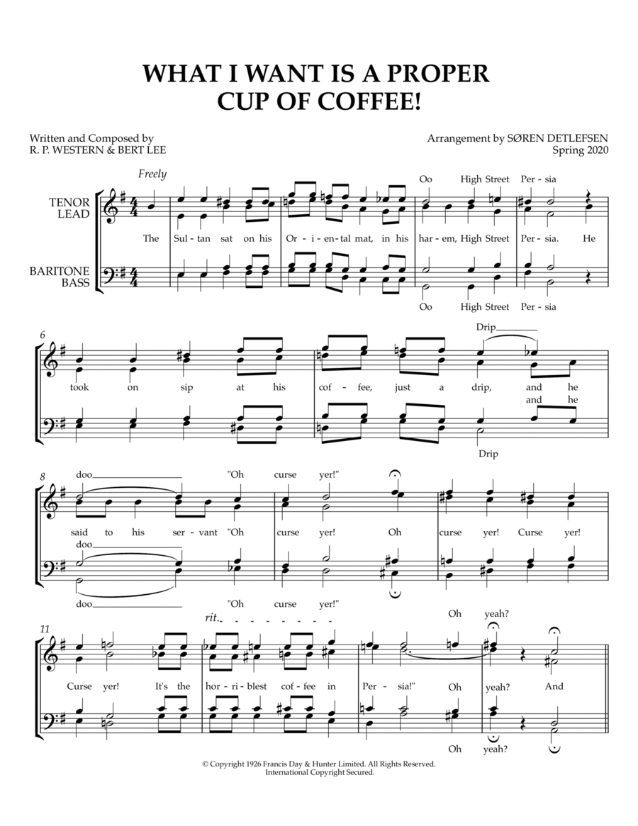 What I Want Is A Proper Cup Of Coffee TTBB scores gallery preview page 1