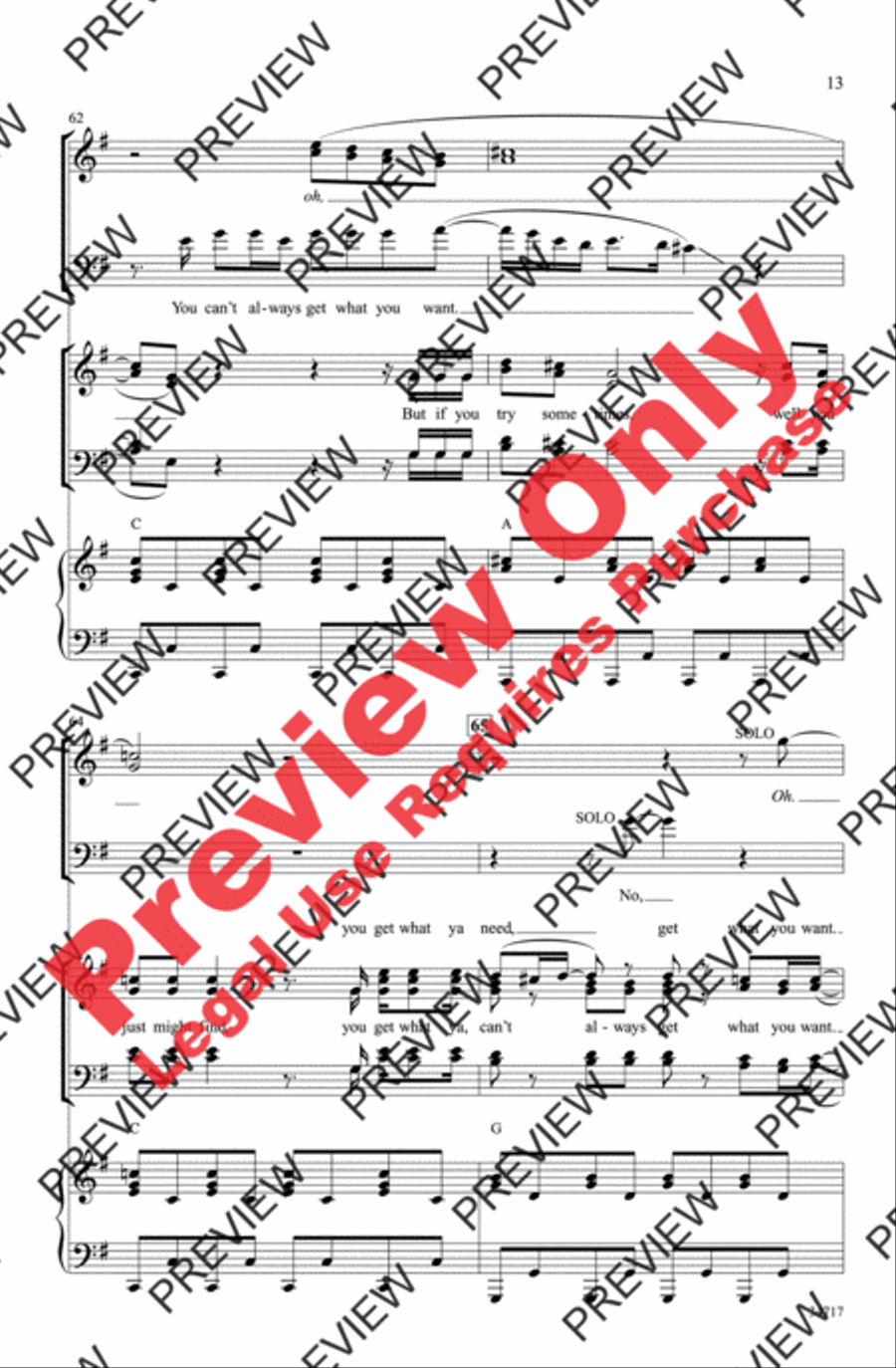 You Can't Always Get What You Want 4-Part scores gallery preview page 13