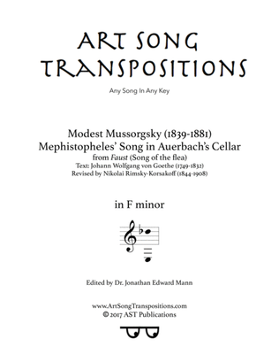 Book cover for MUSSORGSKY: Песня Мефистофеля в погребке Ауэрбаха (transposed to F minor, "Song of the flea")
