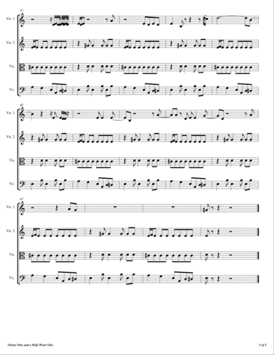 Ninety-Nine And A Half (Won't Do) String Quartet scores gallery preview page 6