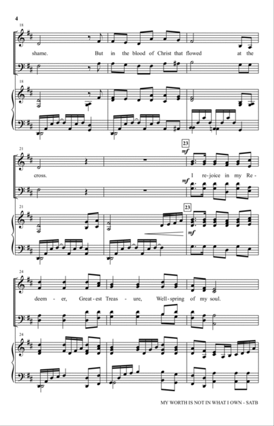 My Worth Is Not In What I Own 4-Part scores gallery preview page 3