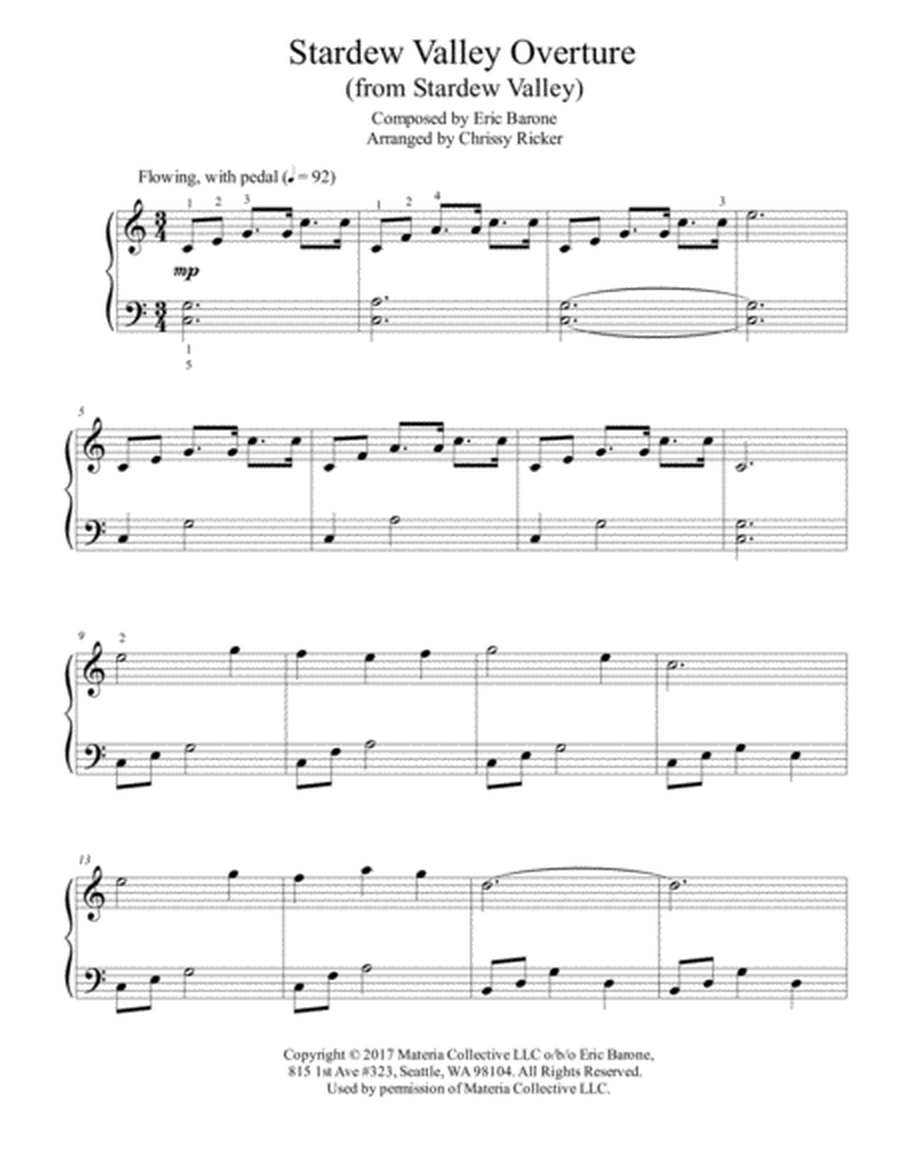 Stardew Valley Overture from Stardew Valley - easy piano image number null