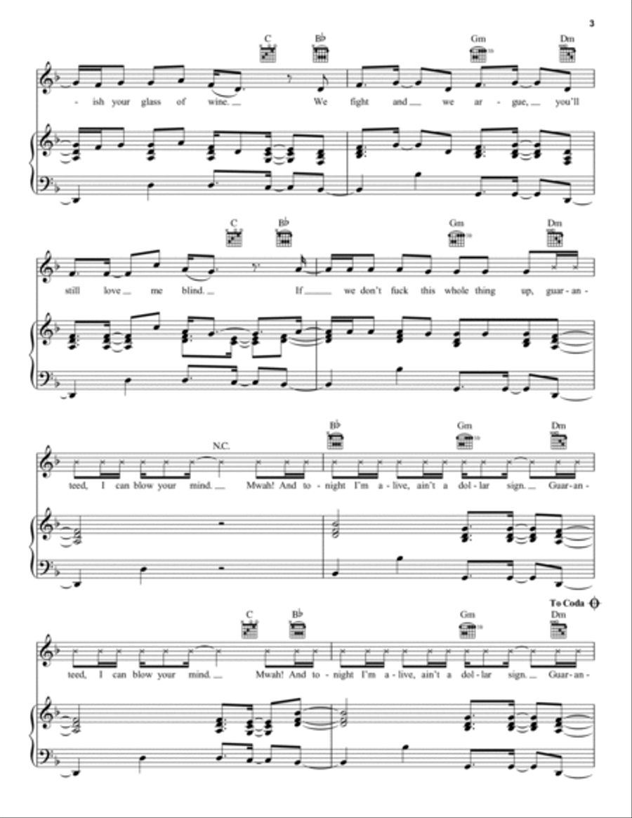 Blow Your Mind (Mwah) Blow Your Mind (Mwah) Piano, Vocal, Guitar scores gallery preview page 3