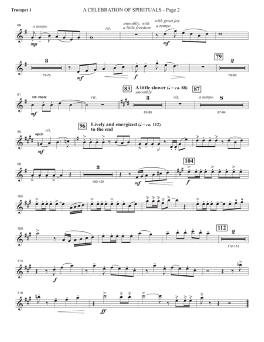 A Celebration of Spirituals - Bb Trumpet 1 Choir scores gallery preview page 2