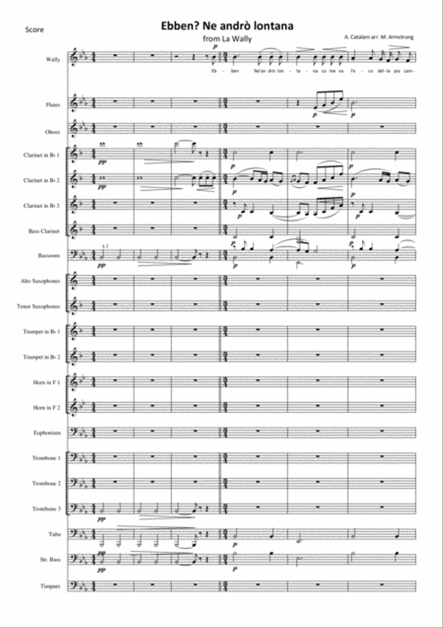 Ebben? Ne andrò lontana from 'La Wally' arranged for voice and concert band Concert Band scores gallery preview page 1