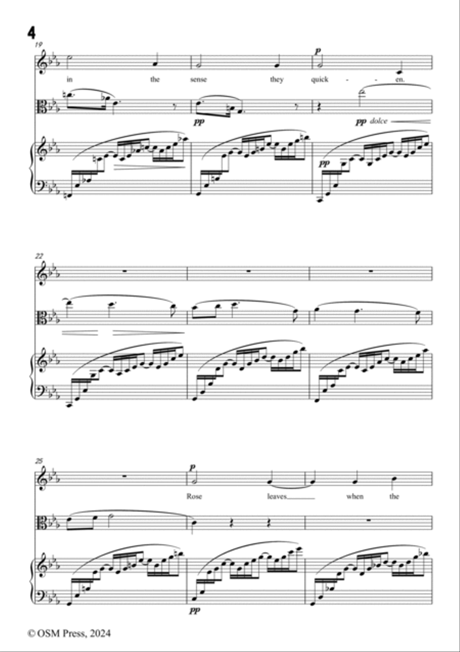Frank Bridge-Music when soft voices die,in E flat Major,for Voice,Viola and Piano Small Ensemble scores gallery preview page 4