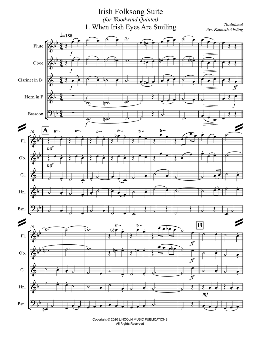Irish Folksong Suite (for Woodwind Quintet) Woodwind Quintet scores gallery preview page 2