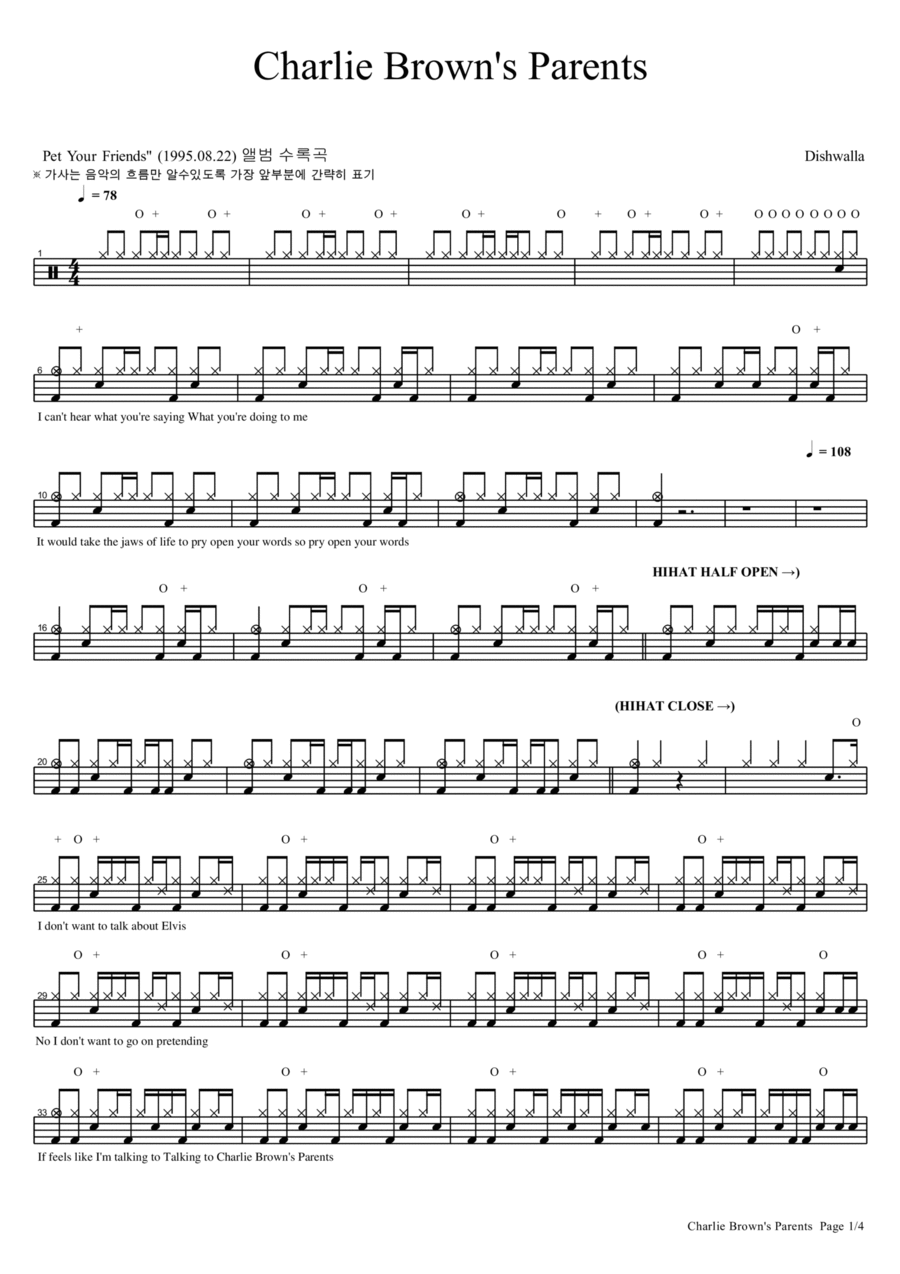 Charlie Brown's Parents Charlie Brown's Parents Drum Set scores gallery preview page 1
