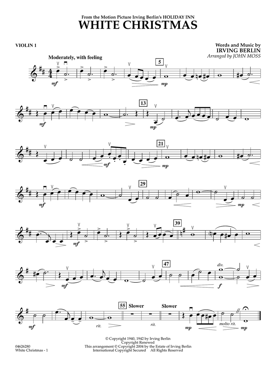 White Christmas (from Holiday Inn) (arr. John Moss) - Violin 1 String Orchestra scores gallery preview page 1
