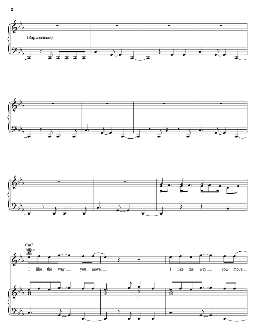 The Way You Move The Way You Move Piano, Vocal, Guitar scores gallery preview page 2